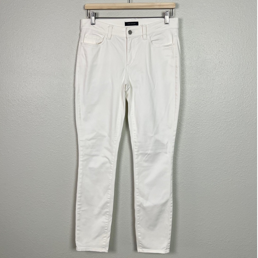 Ann Taylor White Skinny Jeans Modern Fit Mid Rise Stretch Pants Size 6